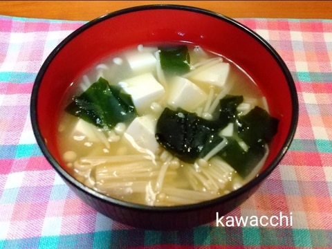 豆腐とわかめとえのきの味噌汁♡